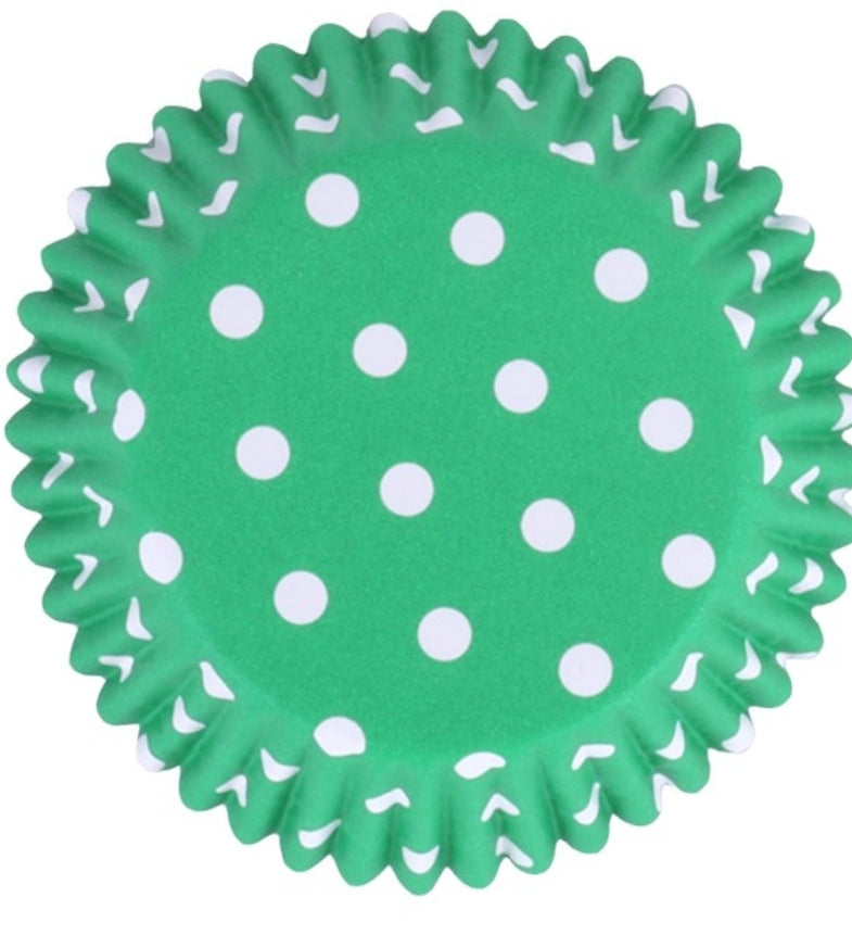 GREEN POLKA DOT CAKE CUPS 30pcs