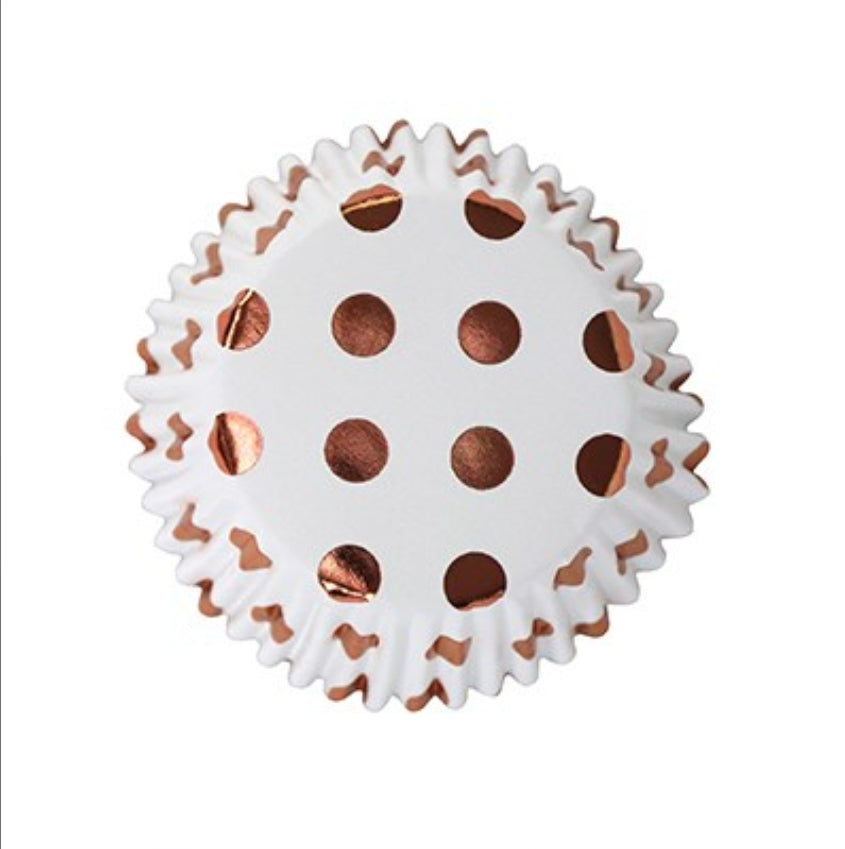 METALLIC POLKA DOT CAKE CUPS GOLD PINK 30pcs