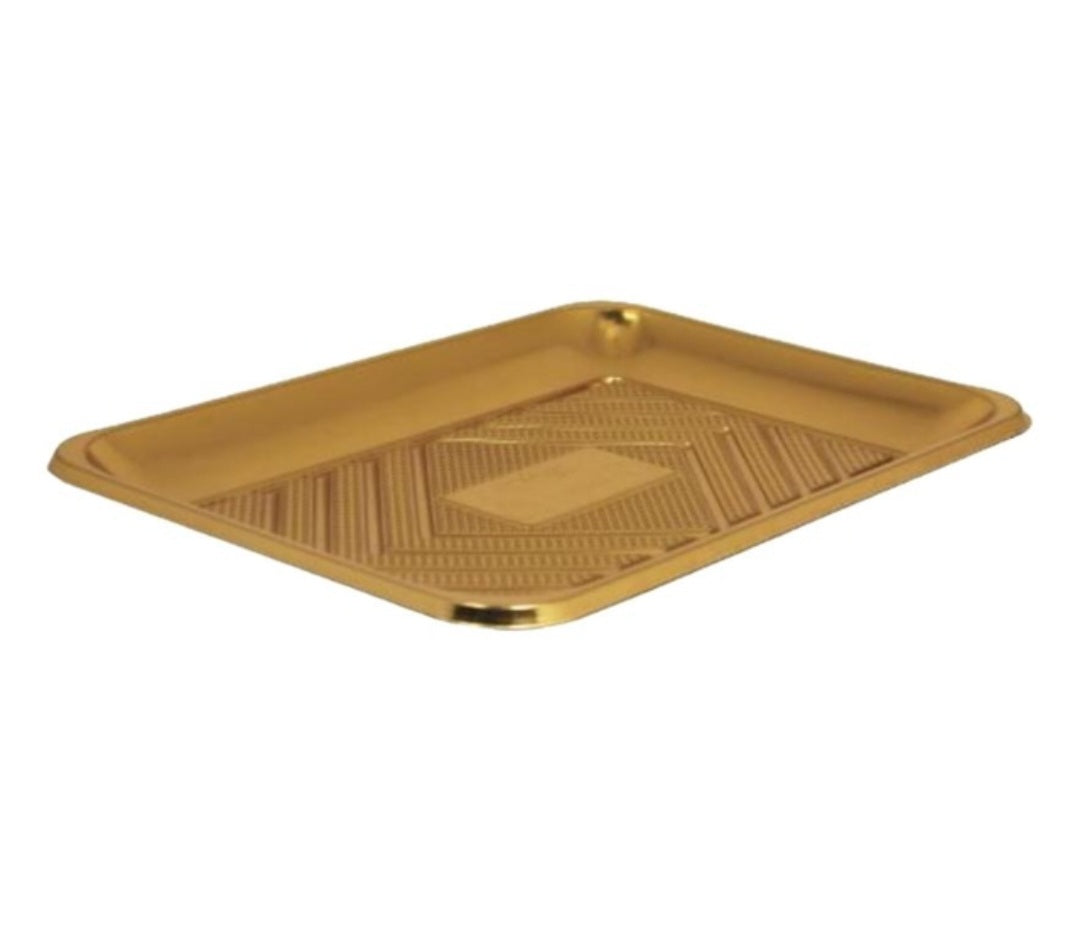 VASSOIO ORO PLASTICA RETTANGOLARE