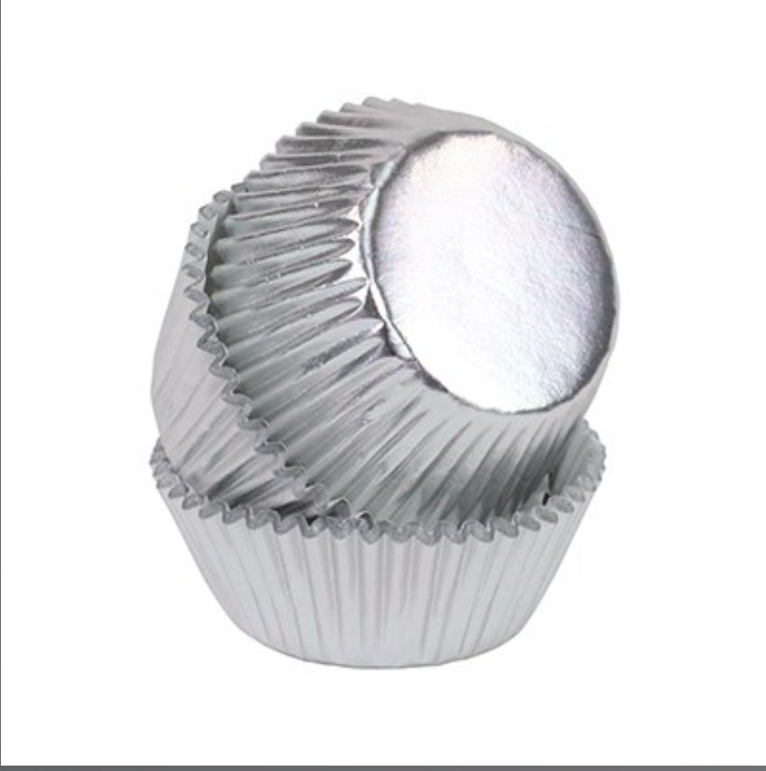 SILVER METALLIC CAKE CUPS 45pcs