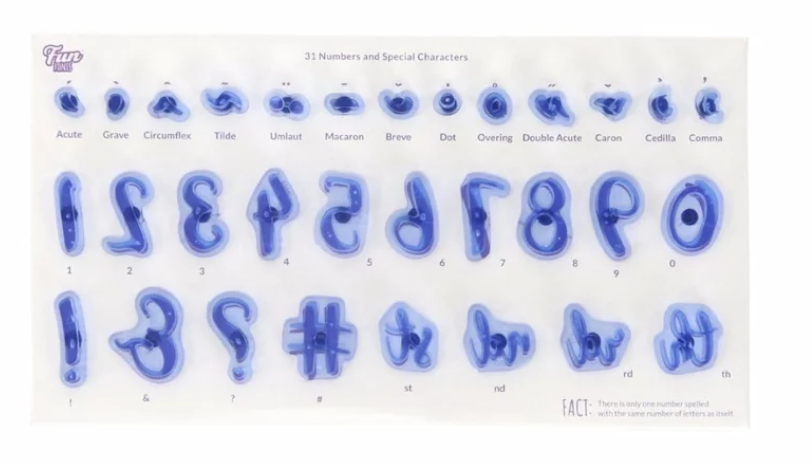 FUN FONTS - STAMPINI NUMERO E ALFABETO CARATTERI ELEGANTI - COLLEZIONE 1