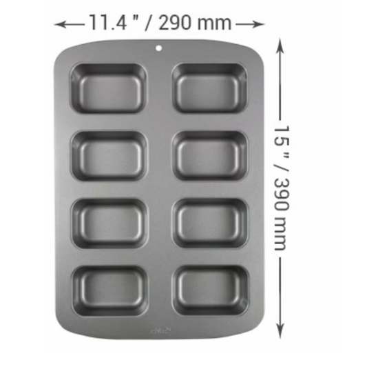 NON-STICK CARBON STEEL BAKING PAN FOR 8 RECTANGULAR SINGLE-PORTION CAKES