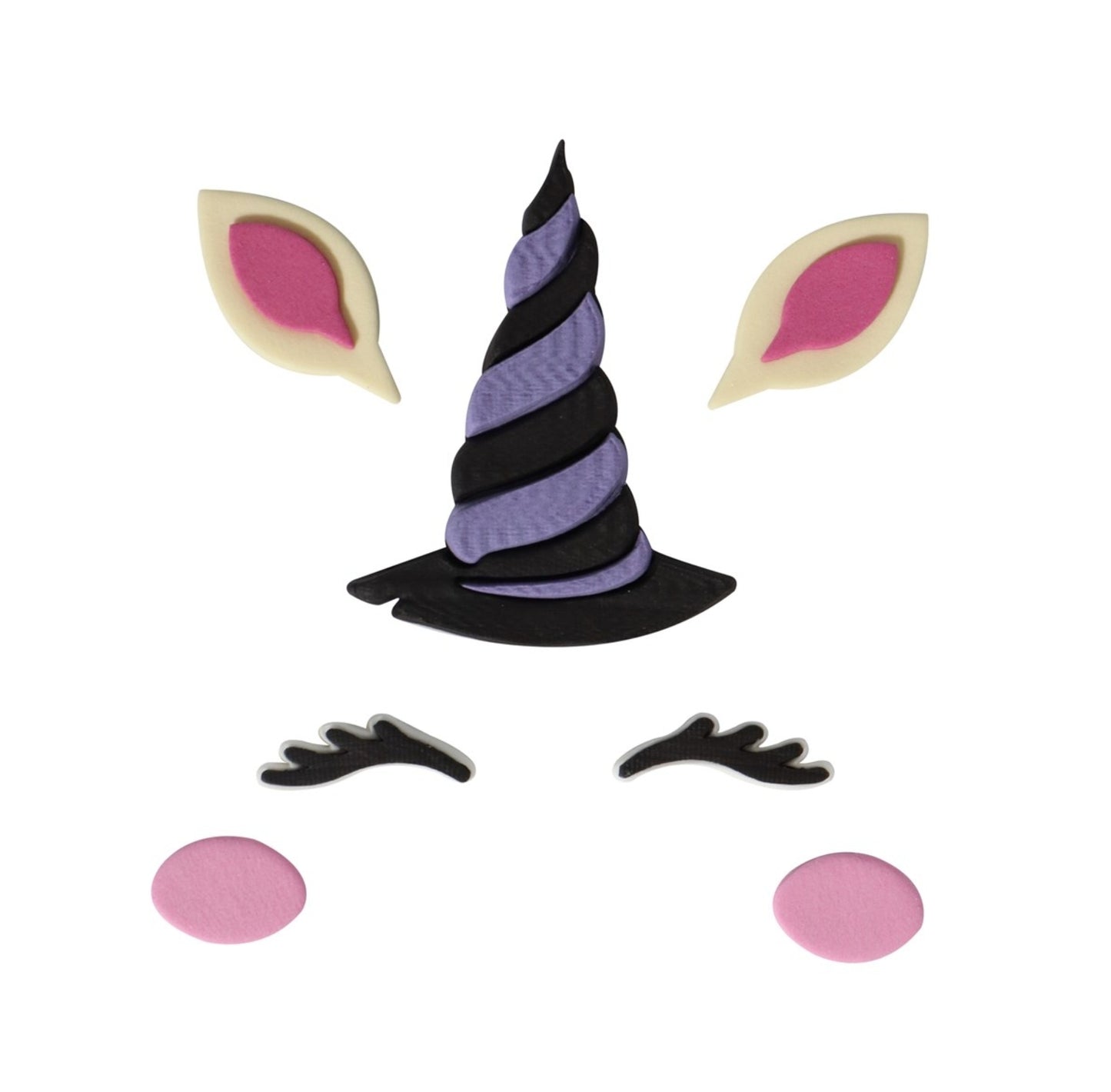 HALLOWEEN DECORAZIONI DI ZUCCHERO EDIBILI PER TORTA - Strega-Unicorno (7 unità)