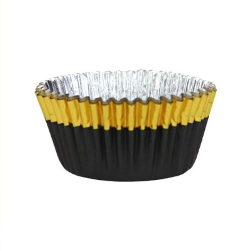 METALLIC CUPS GOLD &amp; BLACK 30pcs