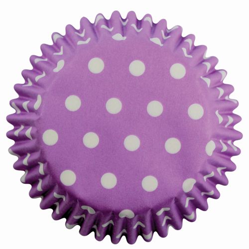 PURPLE POLKA DOT CAKE CUPS 30PCS