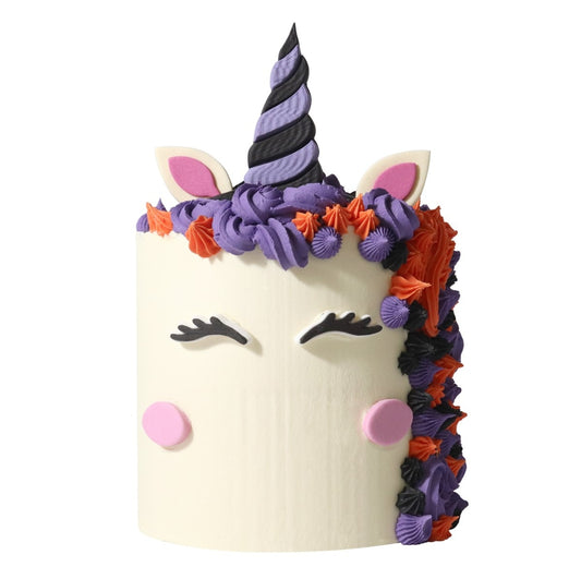 HALLOWEEN DECORAZIONI DI ZUCCHERO EDIBILI PER TORTA - Strega-Unicorno (7 unità)